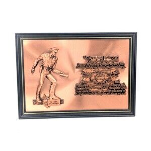 Policeman 3D Copper Art "to Serve and Protect" Quote Prayer Large 22"x16" Framed